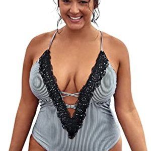 Cupshe Striped One-Piece Bathing Suit